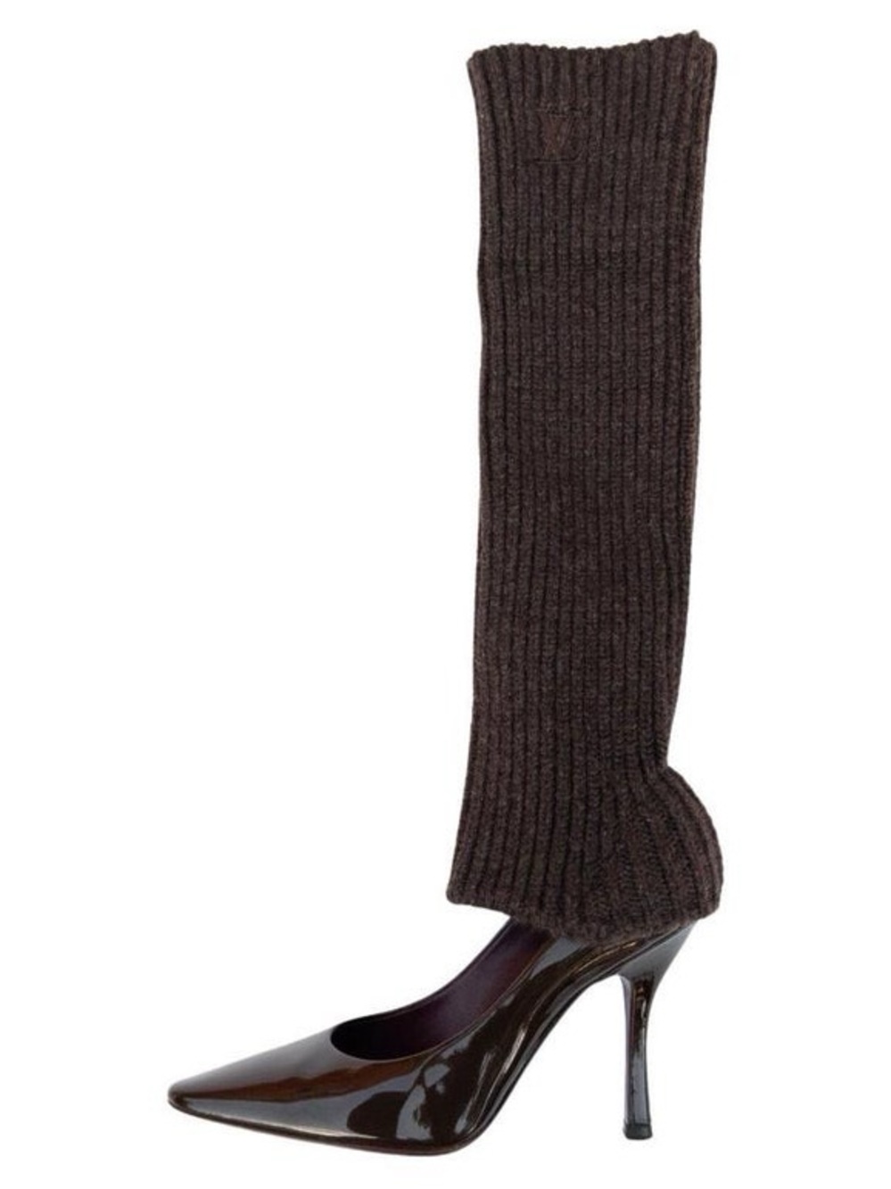 Louis Vuitton Leg Warmer Chocolate Patent Heels Sz 38